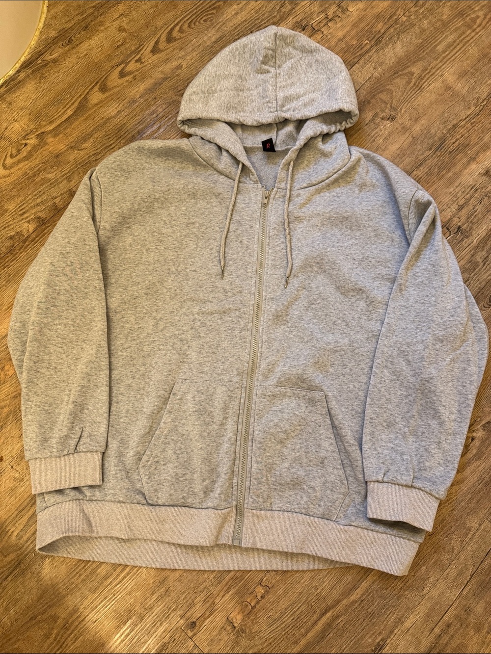 ROMWE Heather Gray Full-Zip Hoodie with Hood and Pockets